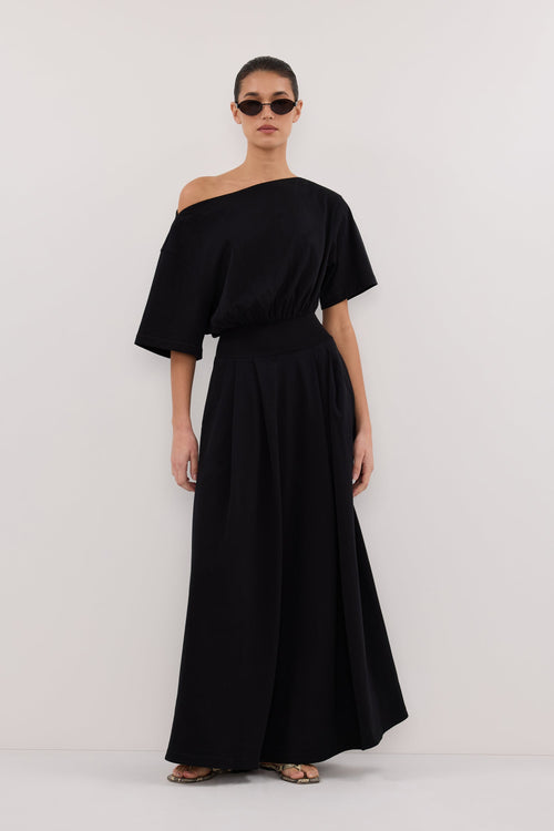 Black maxi dress asymmetric