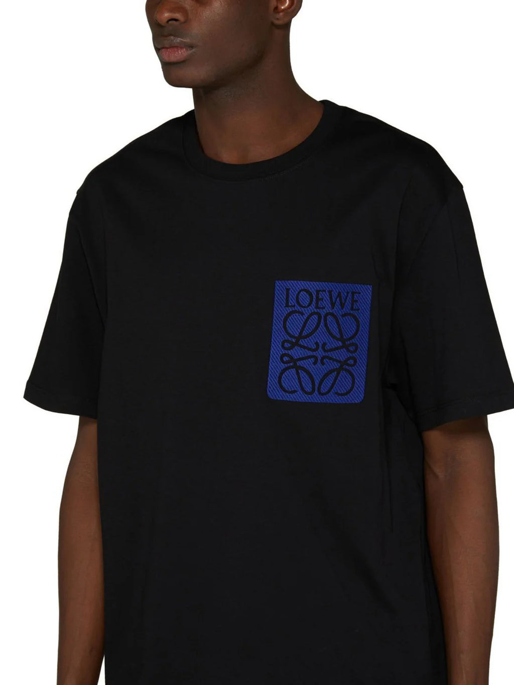 LOEWE BLUE ANAGRAM Demi POCKET T-SHIRT IN BLACK