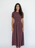 Grape Plaid Midi Dress