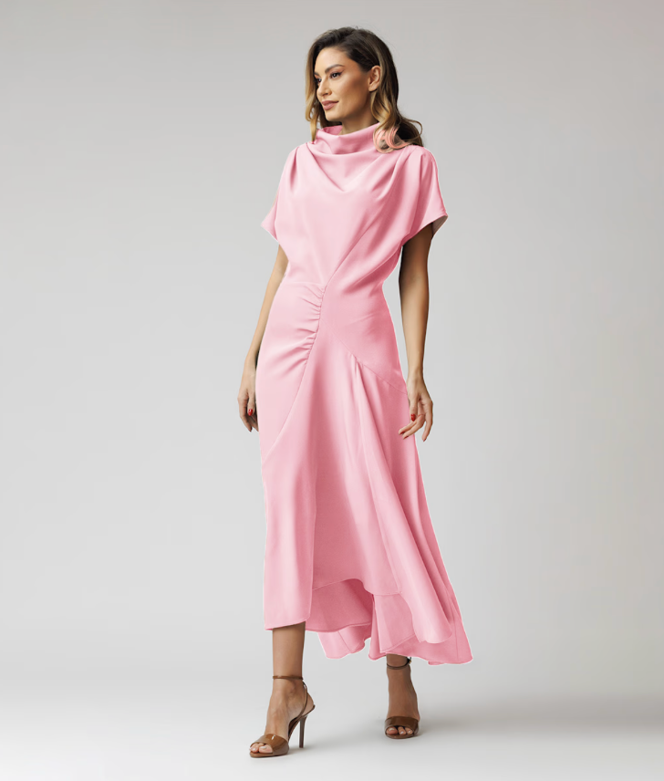 Pale Pink Dress With Draped Front