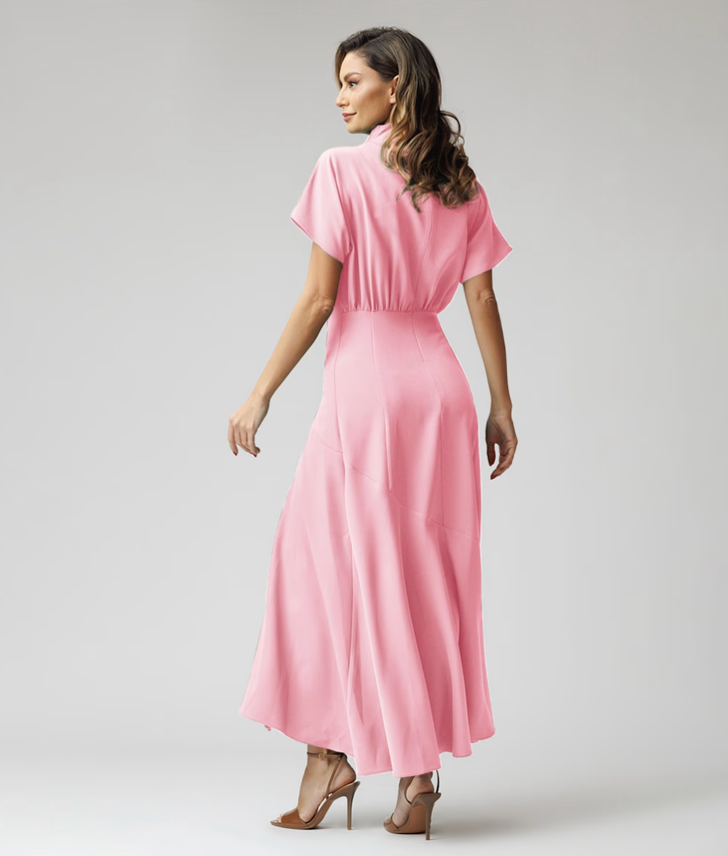 Pale Pink Dress With Draped Front