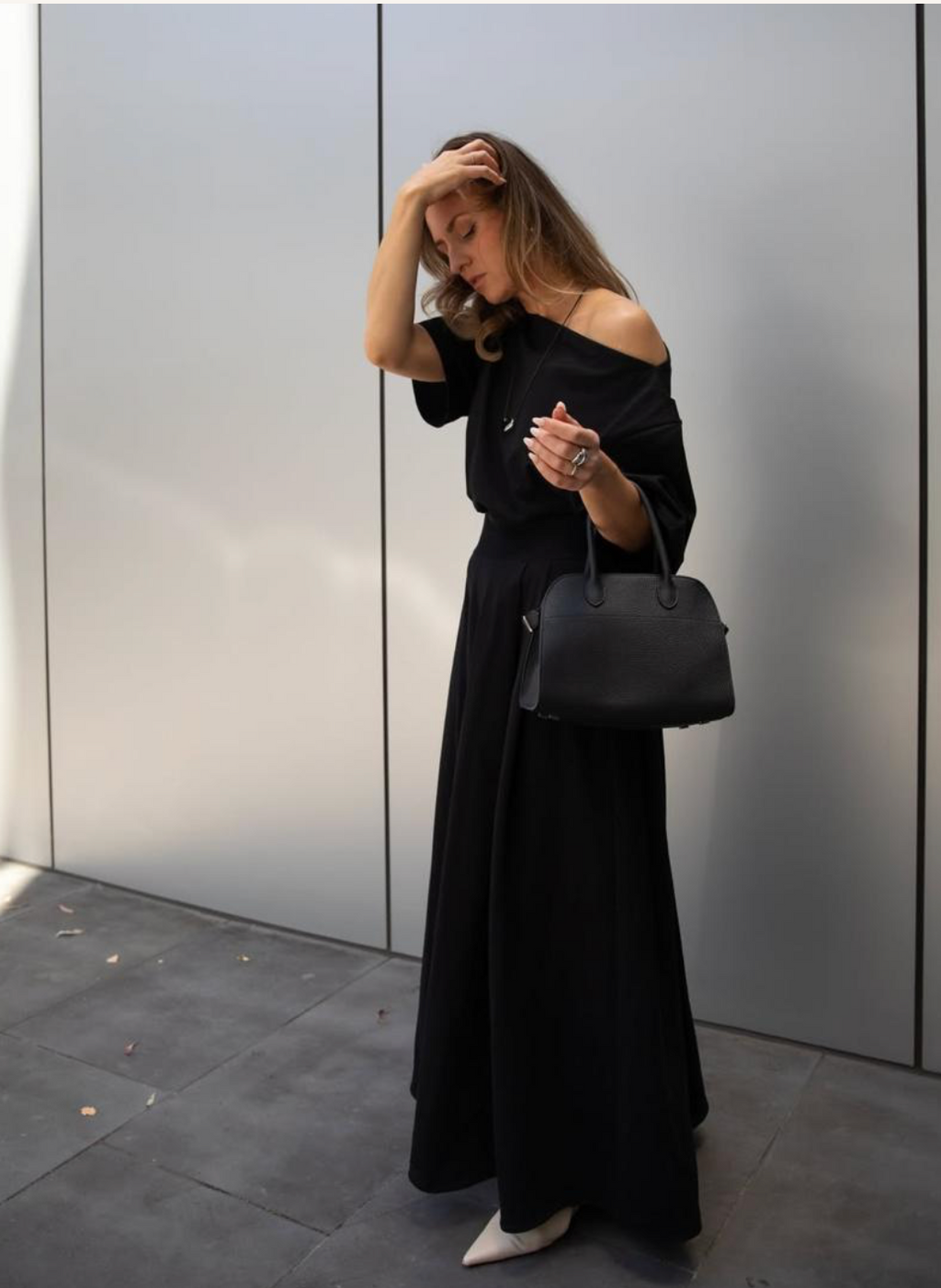 Black maxi dress asymmetric