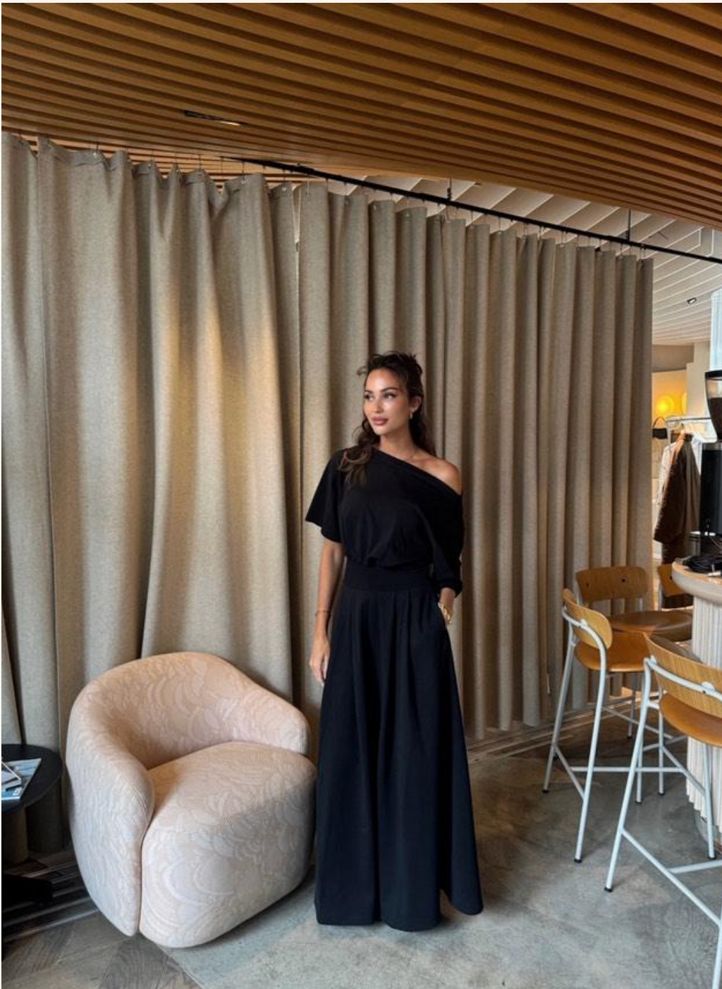 Black maxi dress asymmetric